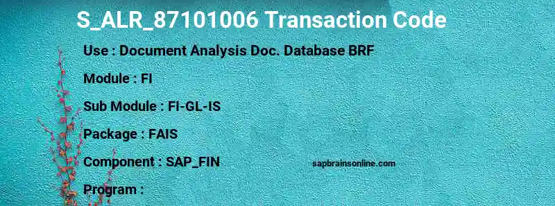 SAP S_ALR_87101006 transaction code