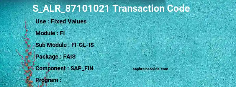 SAP S_ALR_87101021 transaction code
