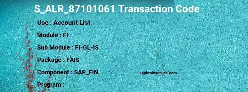SAP S_ALR_87101061 transaction code
