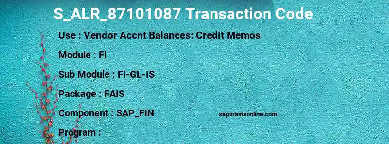 SAP S_ALR_87101087 transaction code