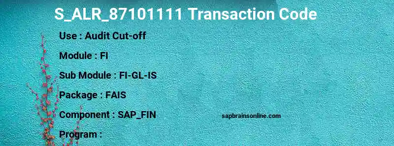 SAP S_ALR_87101111 transaction code