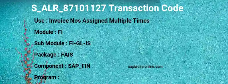 SAP S_ALR_87101127 transaction code
