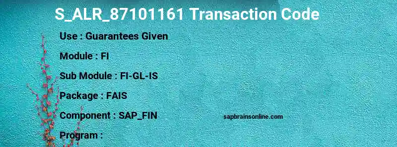 SAP S_ALR_87101161 transaction code