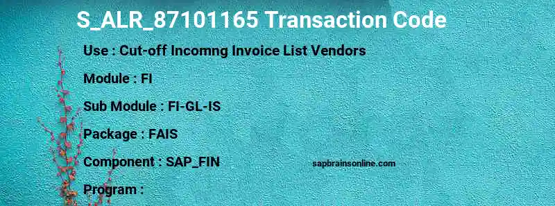 SAP S_ALR_87101165 transaction code