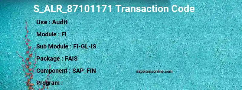 SAP S_ALR_87101171 transaction code