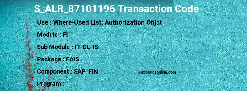 SAP S_ALR_87101196 transaction code