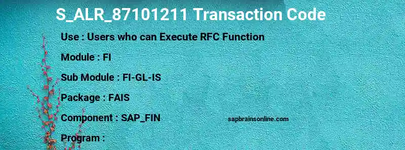 SAP S_ALR_87101211 transaction code