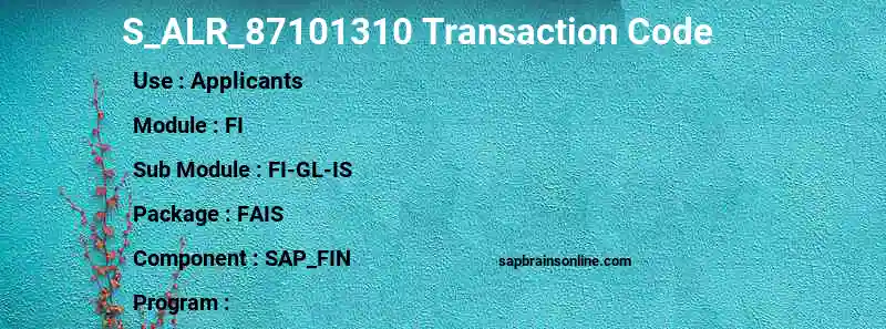 SAP S_ALR_87101310 transaction code
