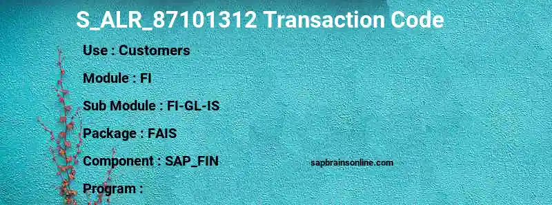 SAP S_ALR_87101312 transaction code