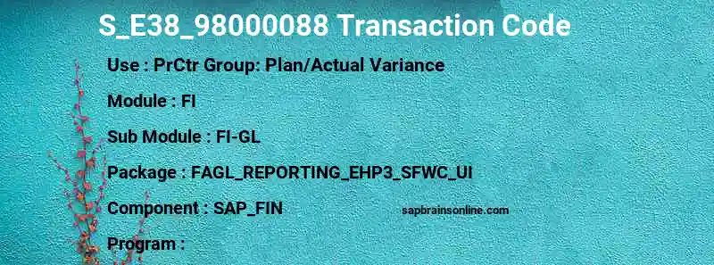SAP S_E38_98000088 transaction code