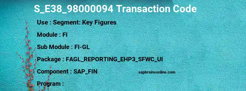 SAP S_E38_98000094 transaction code