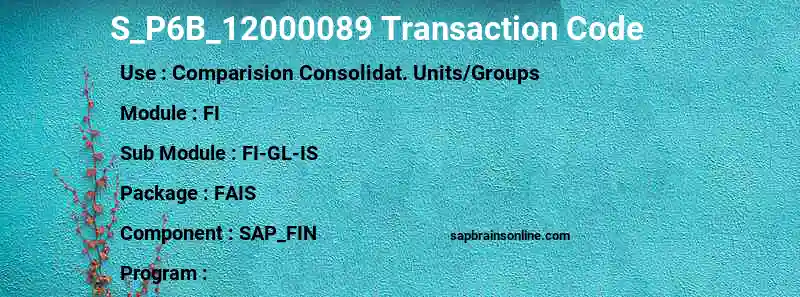 SAP S_P6B_12000089 transaction code