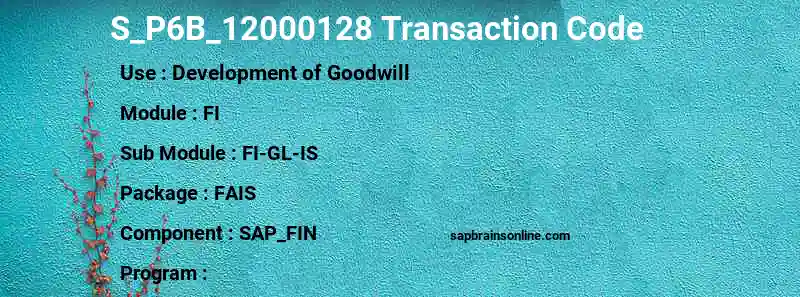 SAP S_P6B_12000128 transaction code