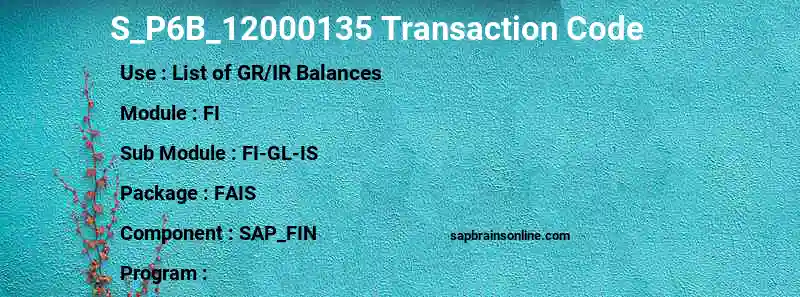 SAP S_P6B_12000135 transaction code