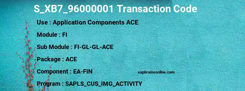 SAP S_XB7_96000001 transaction code
