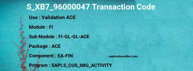 SAP S_XB7_96000047 transaction code