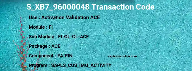 SAP S_XB7_96000048 transaction code