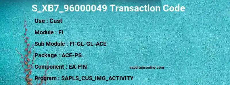 SAP S_XB7_96000049 transaction code