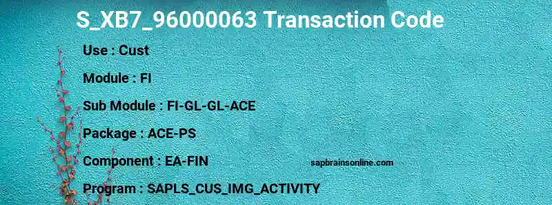 SAP S_XB7_96000063 transaction code