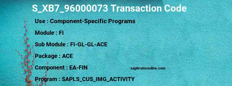 SAP S_XB7_96000073 transaction code