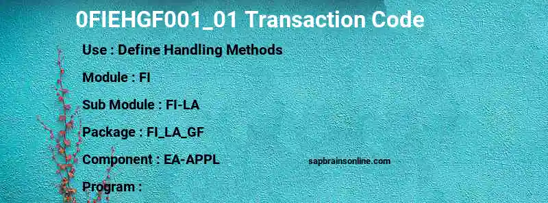 SAP 0FIEHGF001_01 transaction code