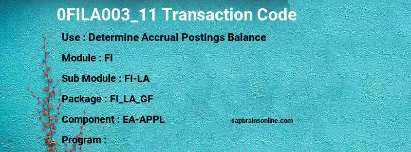 SAP 0FILA003_11 transaction code