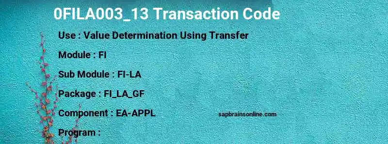 SAP 0FILA003_13 transaction code