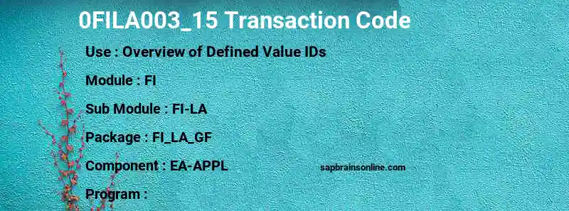 SAP 0FILA003_15 transaction code
