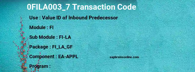 SAP 0FILA003_7 transaction code