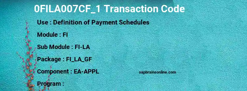 SAP 0FILA007CF_1 transaction code
