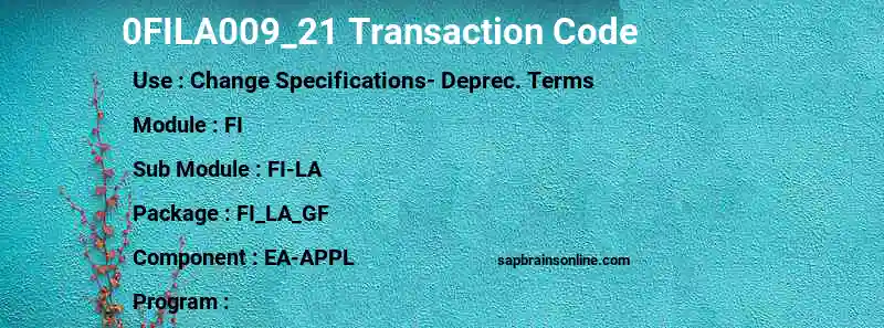 SAP 0FILA009_21 transaction code
