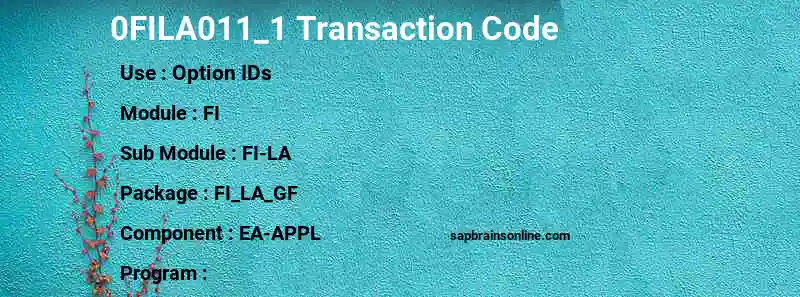 SAP 0FILA011_1 transaction code