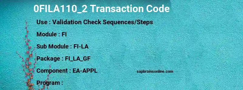 SAP 0FILA110_2 transaction code