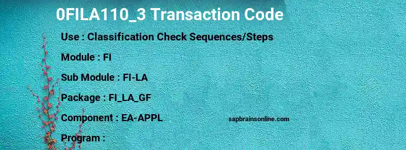 SAP 0FILA110_3 transaction code