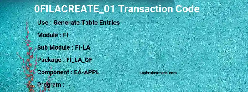 SAP 0FILACREATE_01 transaction code
