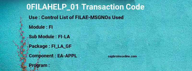 SAP 0FILAHELP_01 transaction code