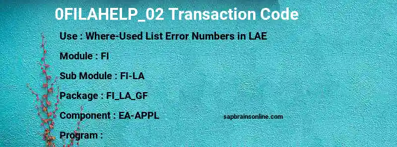 SAP 0FILAHELP_02 transaction code