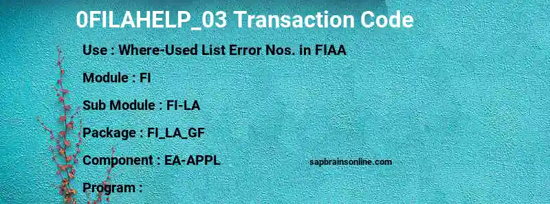 SAP 0FILAHELP_03 transaction code