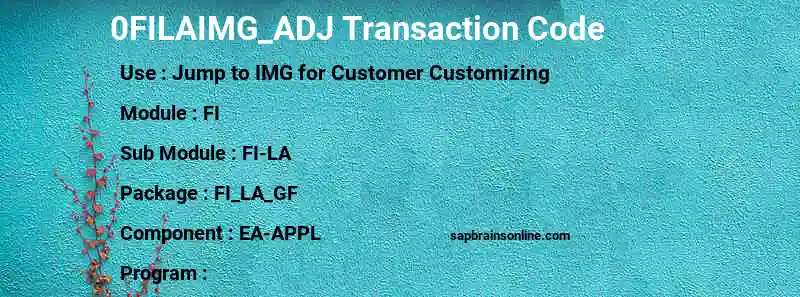 SAP 0FILAIMG_ADJ transaction code