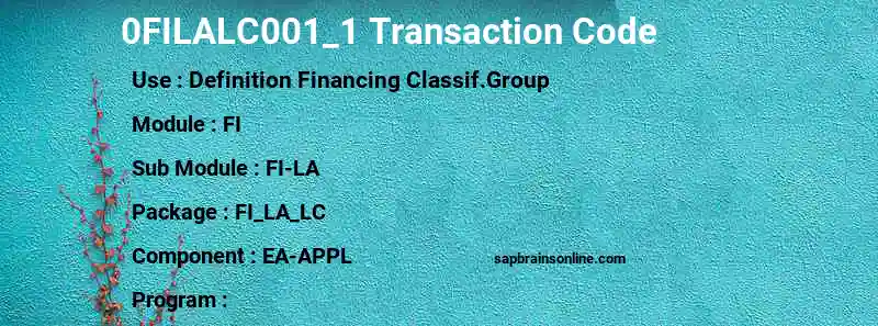 SAP 0FILALC001_1 transaction code