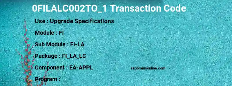 SAP 0FILALC002TO_1 transaction code