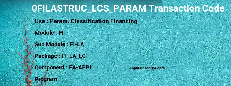 SAP 0FILASTRUC_LCS_PARAM transaction code