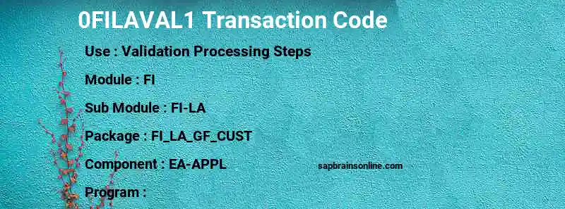 SAP 0FILAVAL1 transaction code