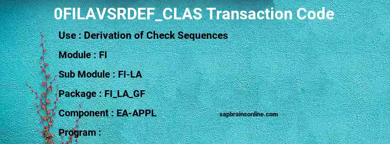 SAP 0FILAVSRDEF_CLAS transaction code