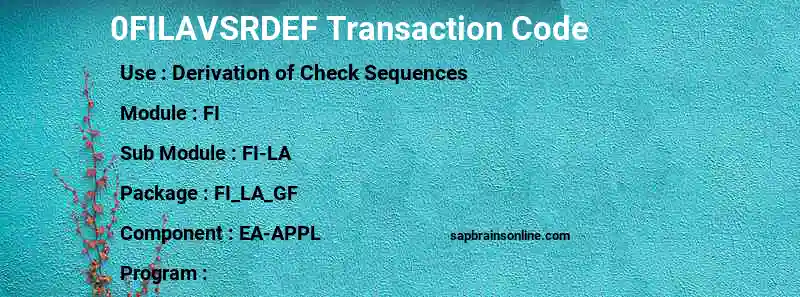 SAP 0FILAVSRDEF transaction code