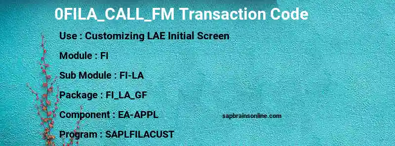 SAP 0FILA_CALL_FM transaction code
