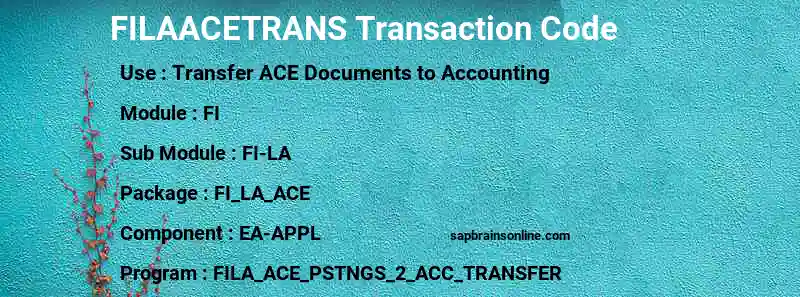 SAP FILAACETRANS transaction code