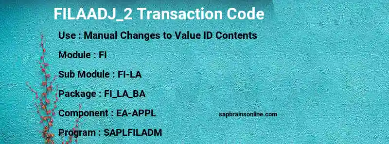 SAP FILAADJ_2 transaction code
