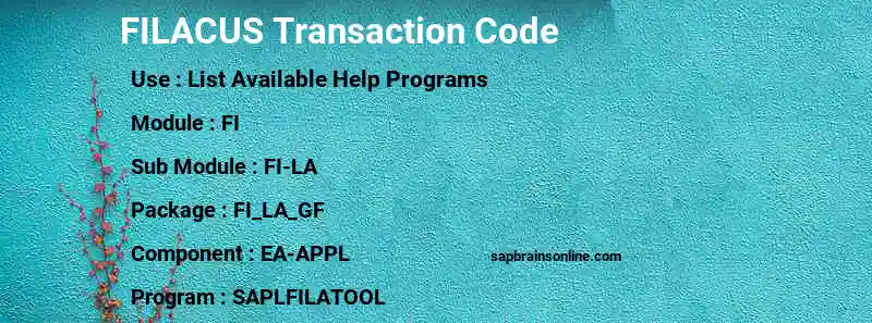 SAP FILACUS transaction code