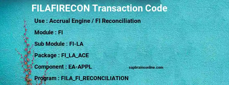 SAP FILAFIRECON transaction code